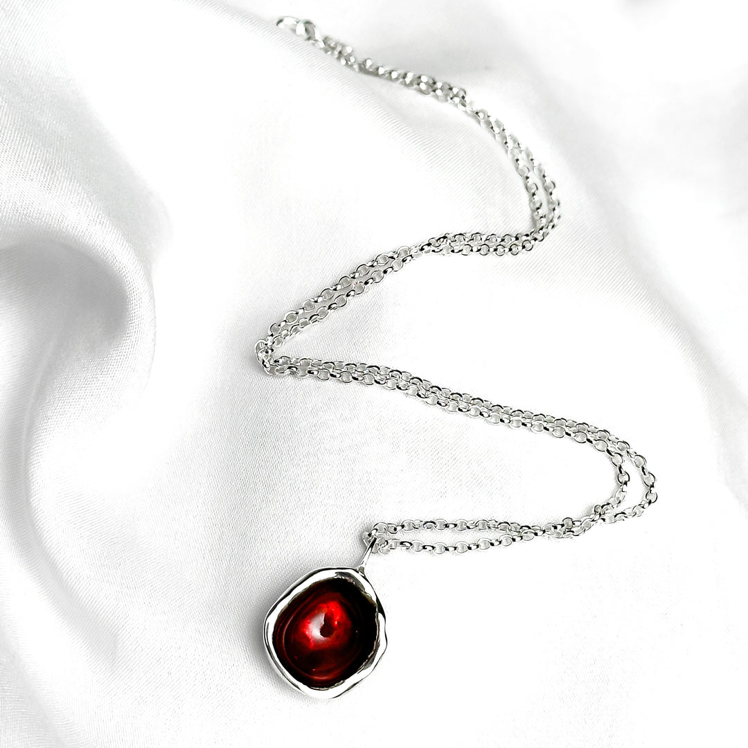 Sterling Silver 'Hawthorn Berry' Enamel Droplet Necklace